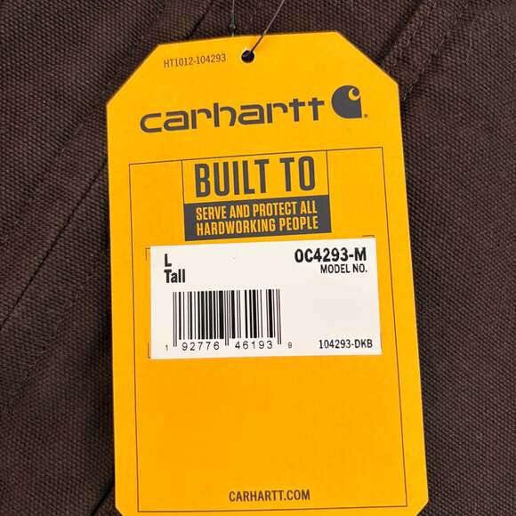 NWT Carhartt Loose Fit Washed Duck Sherpa-Lined Coat 104293 Dark Brown - Picture 3 of 3